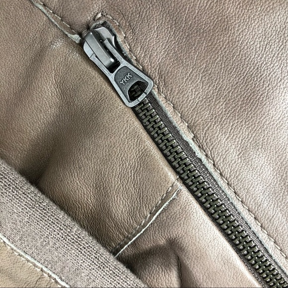 Open front Taupe Leather Moto Jacket Size Medium - Picture 12 of 15